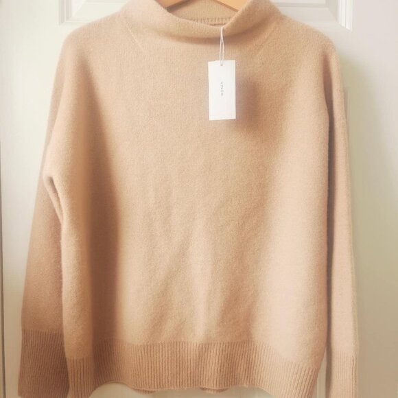 New Vince Boiled Cashmere Funnel Neck Pullover in Carmel - Picture 5 of 7